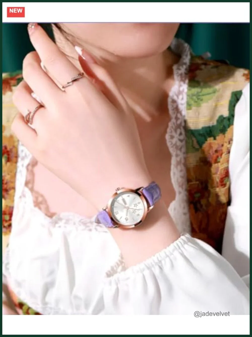 Women's Leather Band Analog Quartz Dress Watch with Date Luminous